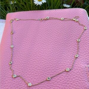 K18 yellow gold natural diamond station necklace